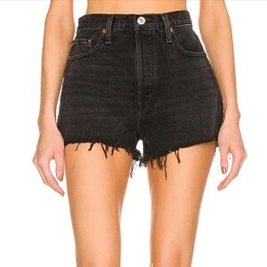 Re/Done Originals 70's‎ High Rise Shorts in Broken Black Size 27